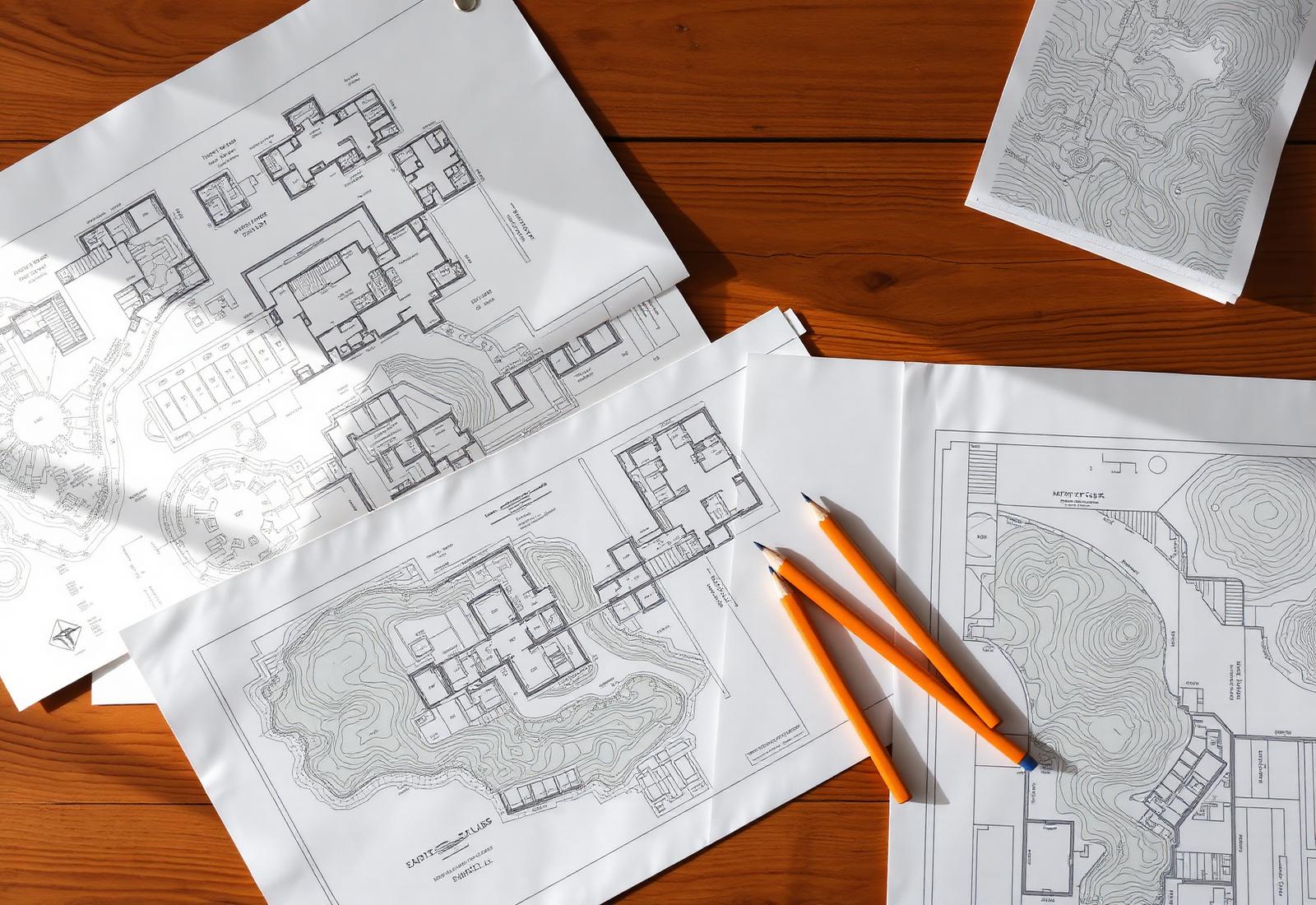 Architectural site plans and topographic maps